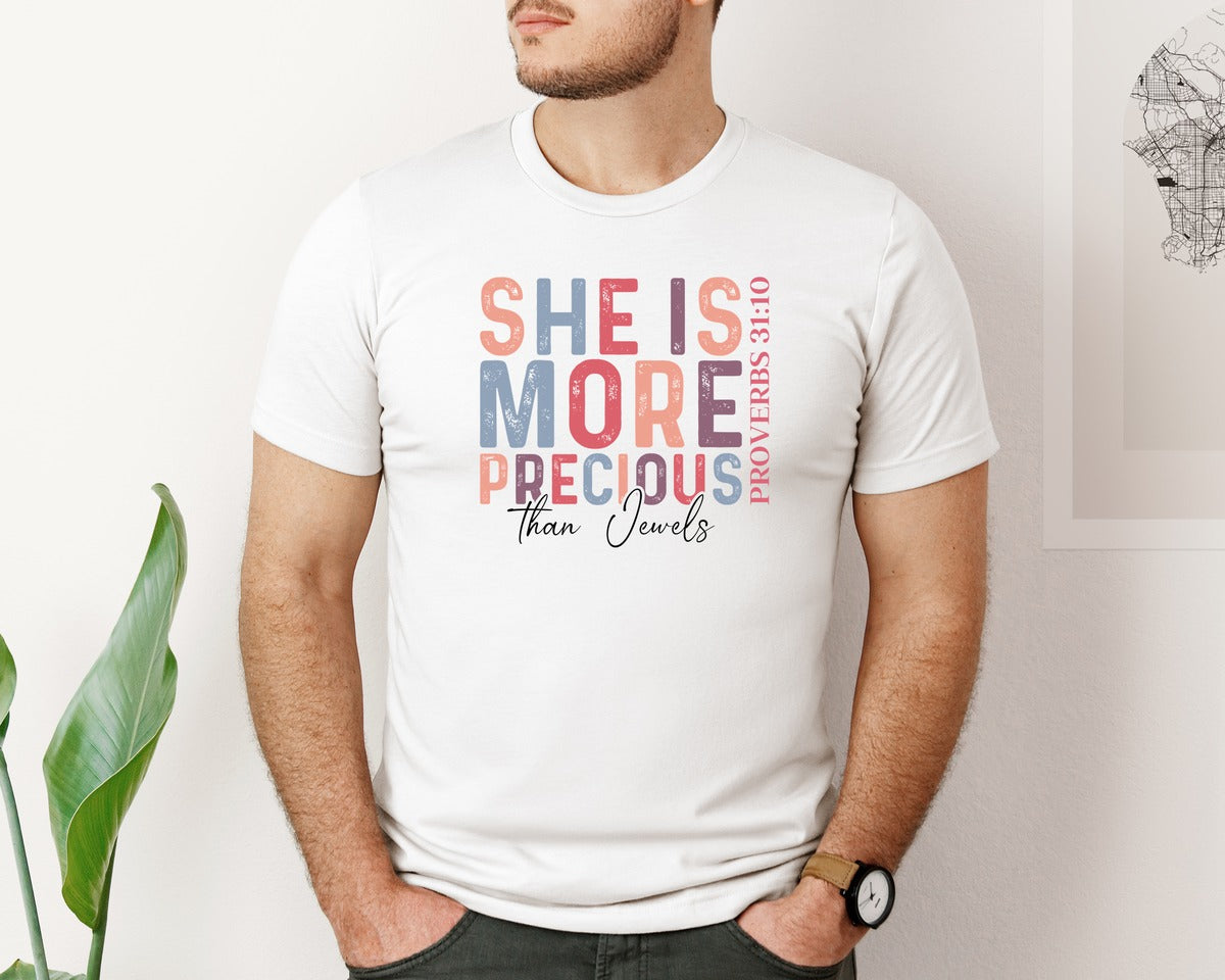 brand:Bella Canvas|color:White|Christian Quotes Mom Bible Verse Graphic T-Shirt