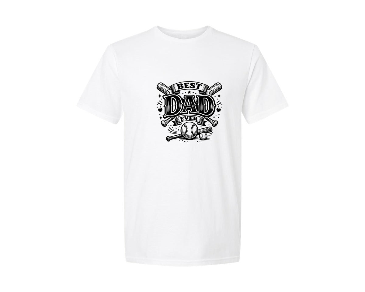 brand:Generic|color:White|Best Dad Ever Baseball Art Graphic T-Shirt
