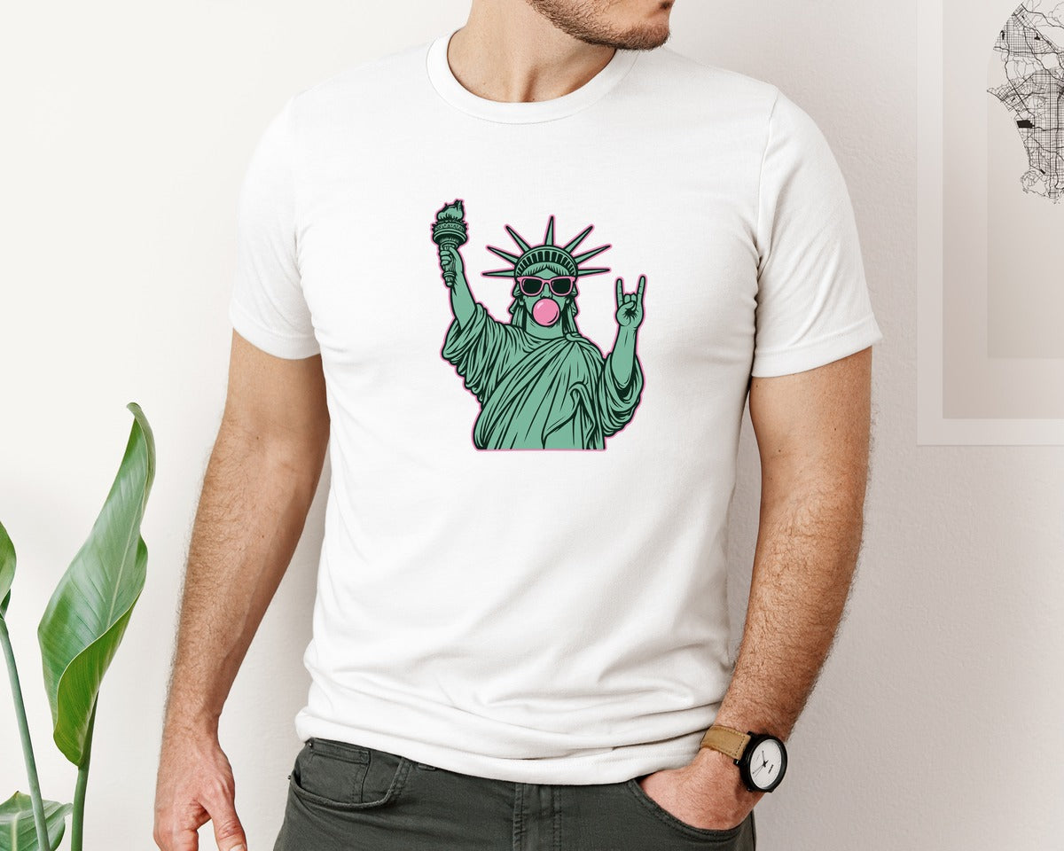 brand:Bella Canvas|color:White|4Th Of July Statue Of Liberty Usa 2 Graphic T-Shirt