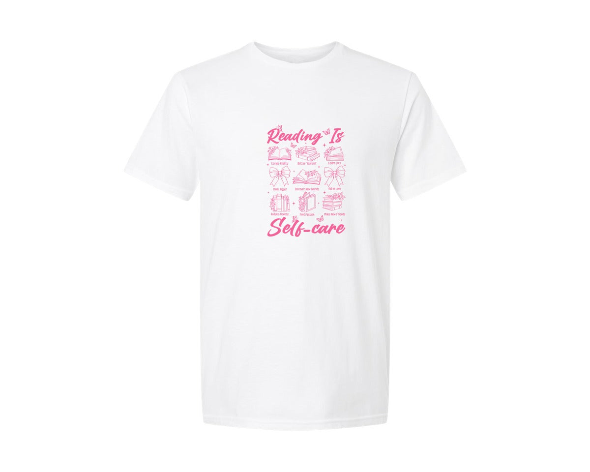 brand:Generic|color:White|Reading Is Self Care Graphic T-Shirt