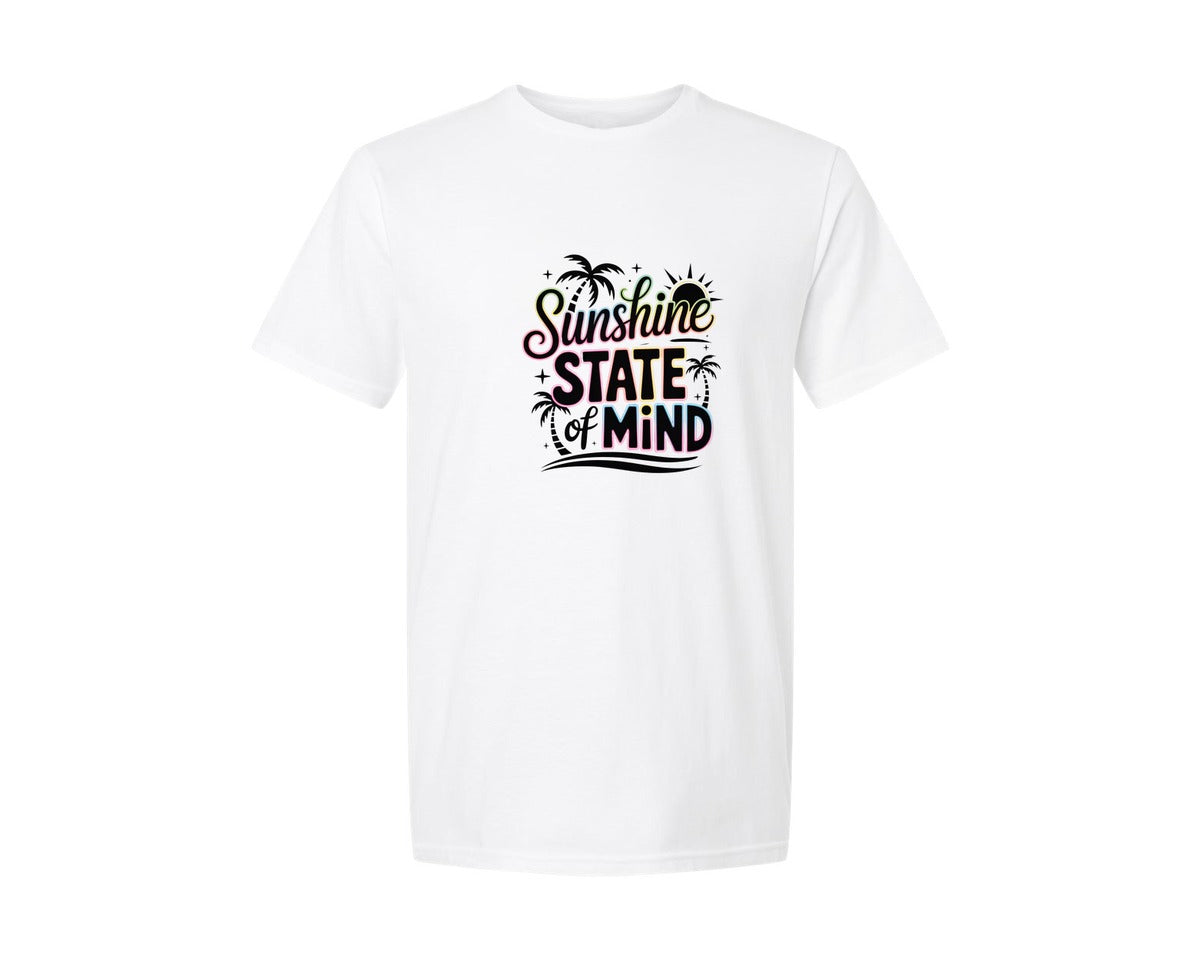 brand:Generic|color:White|Sunshine State Of Mind Neon Summer Graphic T-Shirt