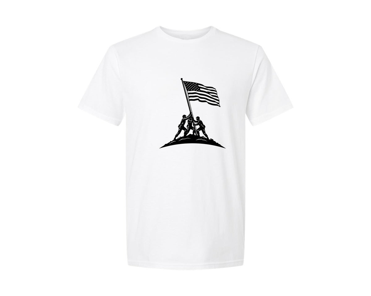 brand:Generic|color:White|American Flag Freedom Silhouette Graphic T-Shirt
