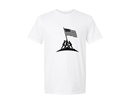 brand:Generic|color:White|American Flag Freedom Silhouette Graphic T-Shirt
