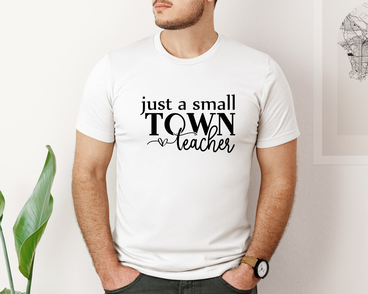 brand:Bella Canvas|color:White|Small Town Teacher Teacher 5 Graphic T-Shirt