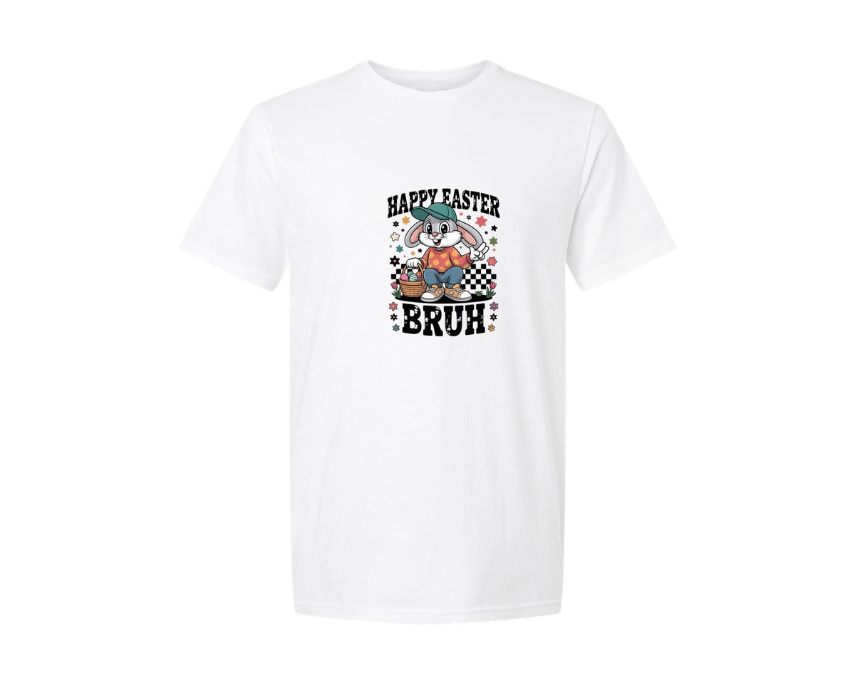 brand:Generic|color:White|Happy Easter Bruh Pngfunny Easter Graphic T-Shirt