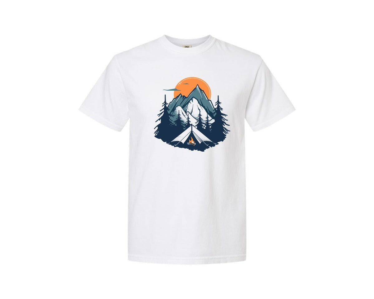 brand:Comfort Colors|color:White|Sunset Camping Adventure T Shirt Design 8 Graphic T-Shirt