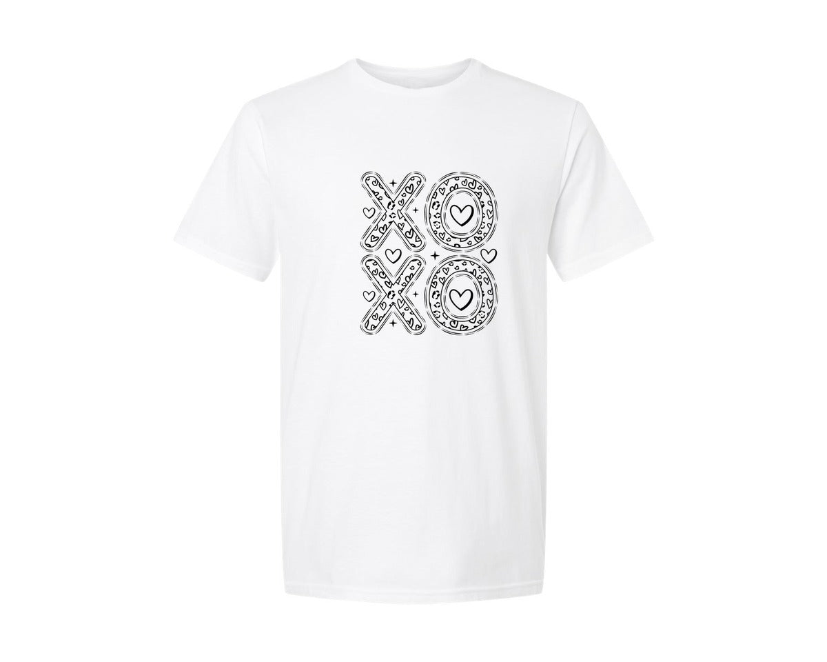 brand:Generic|color:White|Leopard Heart Xoxo Valentine Graphic T-Shirt