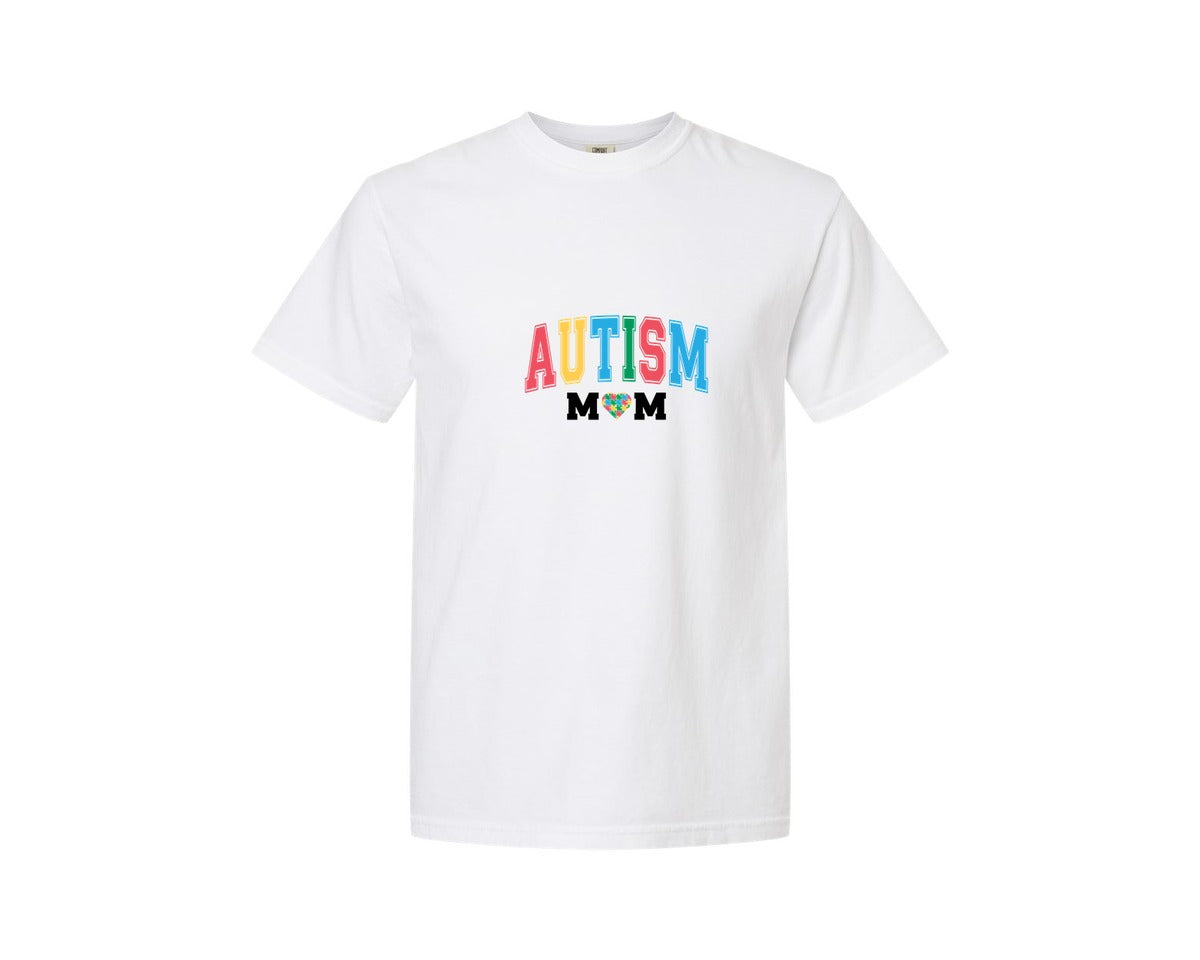 brand:Comfort Colors|color:White|Autism Mom Autism Day Graphic T-Shirt