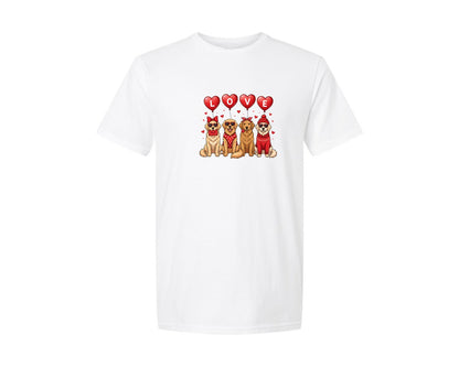 brand:Generic|color:White|Cute Valentine Golden Retriever Dogs Graphic T-Shirt