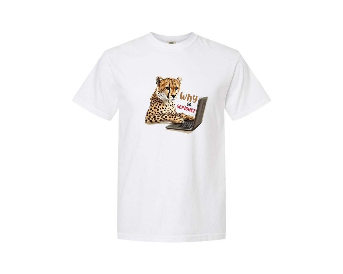 brand:Comfort Colors|color:White|Tiger Typing On A Laptop T Shirt Print Graphic T-Shirt