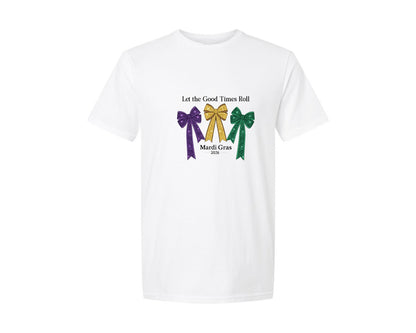 brand:Generic|color:White|Let The Good Times Roll Mardi Gras 7 Graphic T-Shirt