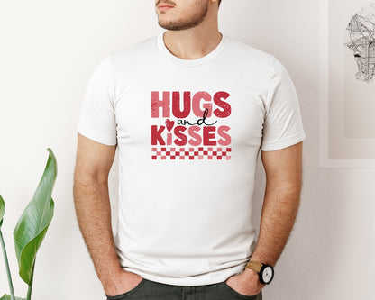 brand:Bella Canvas|color:White|Hugs And Kisses Valentin Graphic T-Shirt