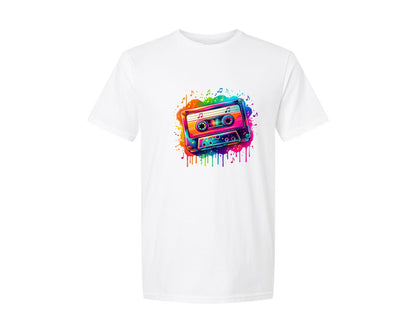 brand:Generic|color:White|Retro 80S Music Cassette Tape Graphic T-Shirt