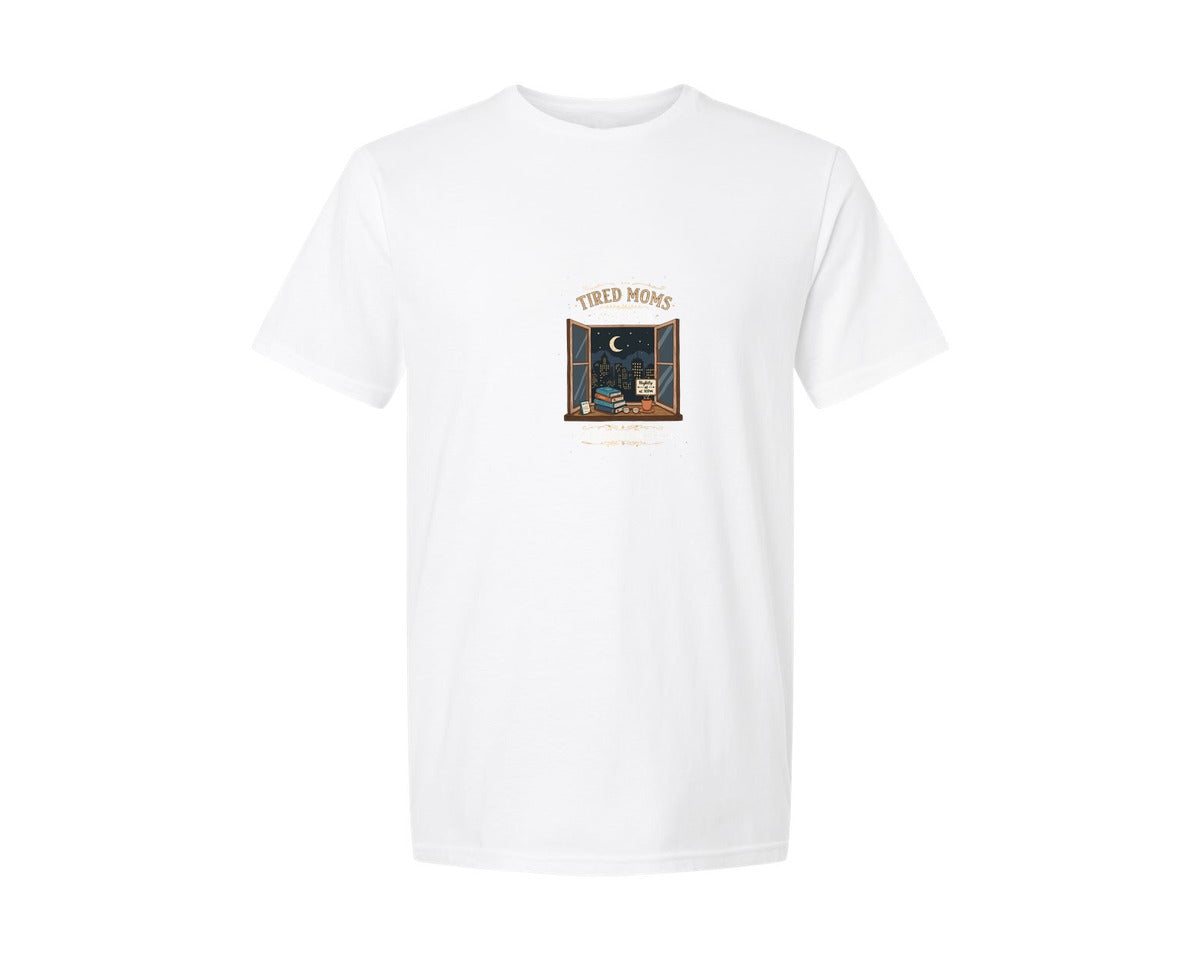 brand:Generic|color:White|Tired Moms Nightly Book Club Graphic T-Shirt