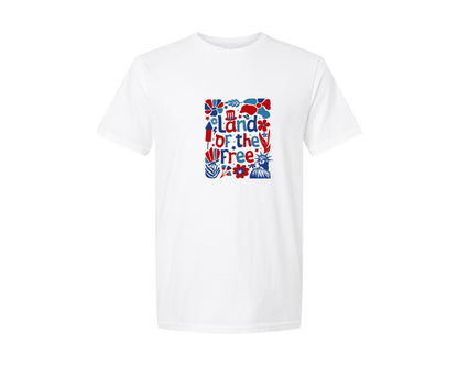 brand:Generic|color:White|Boho 4Th Of July Land Of The Free Graphic T-Shirt