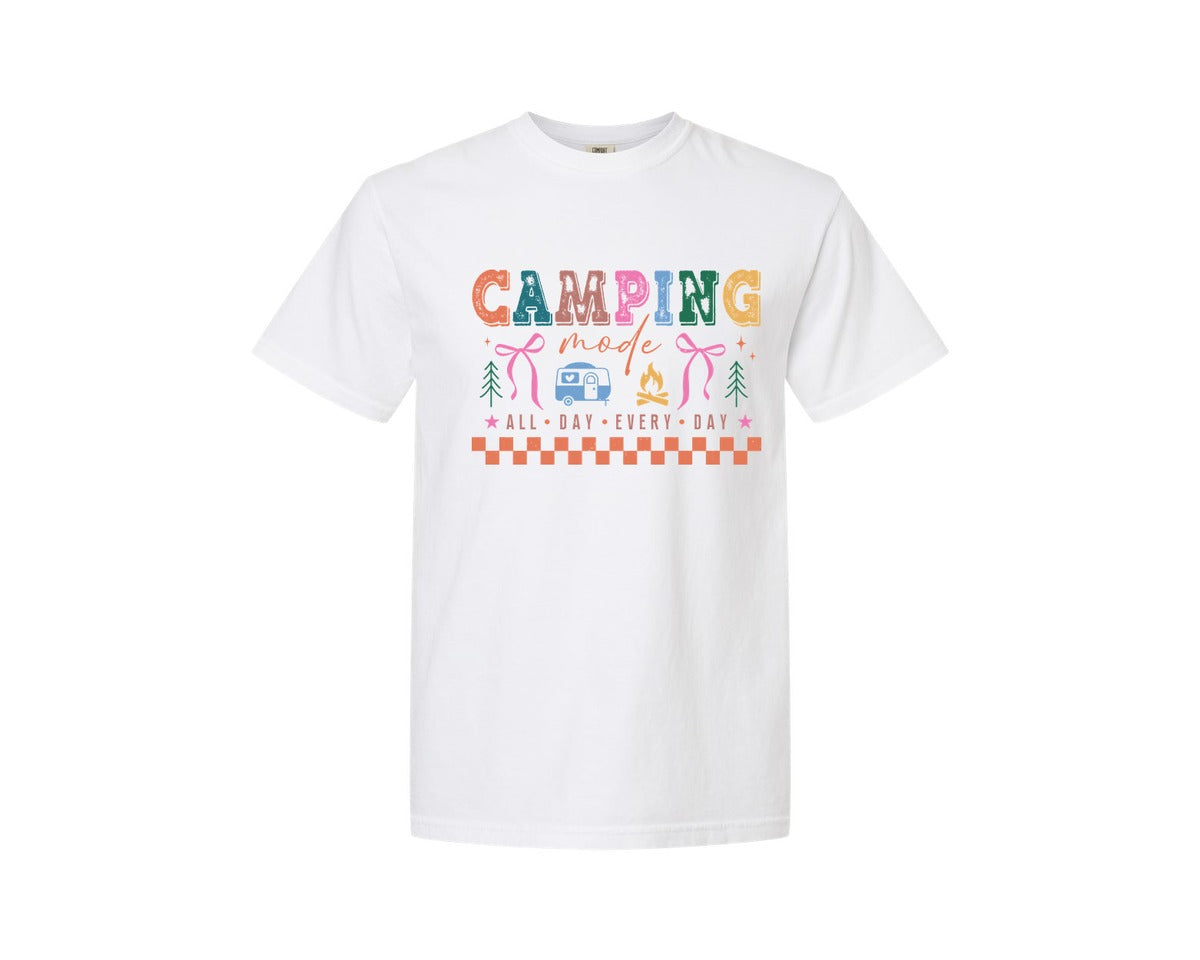 brand:Comfort Colors|color:White|Camping Mode Sublimations Design Graphic T-Shirt