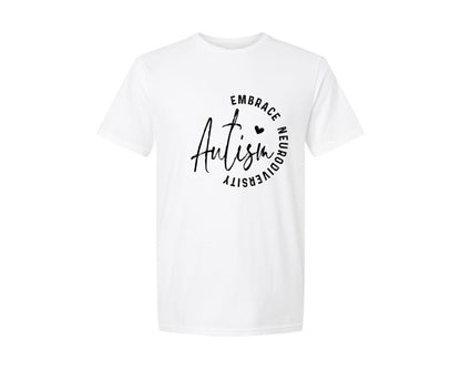 brand:Generic|color:White|Embrace Neurodiversity Autism Graphic T-Shirt