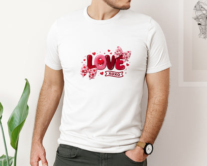 brand:Bella Canvas|color:White|Faux Yarn Valentine Valentines Love 20 Graphic T-Shirt