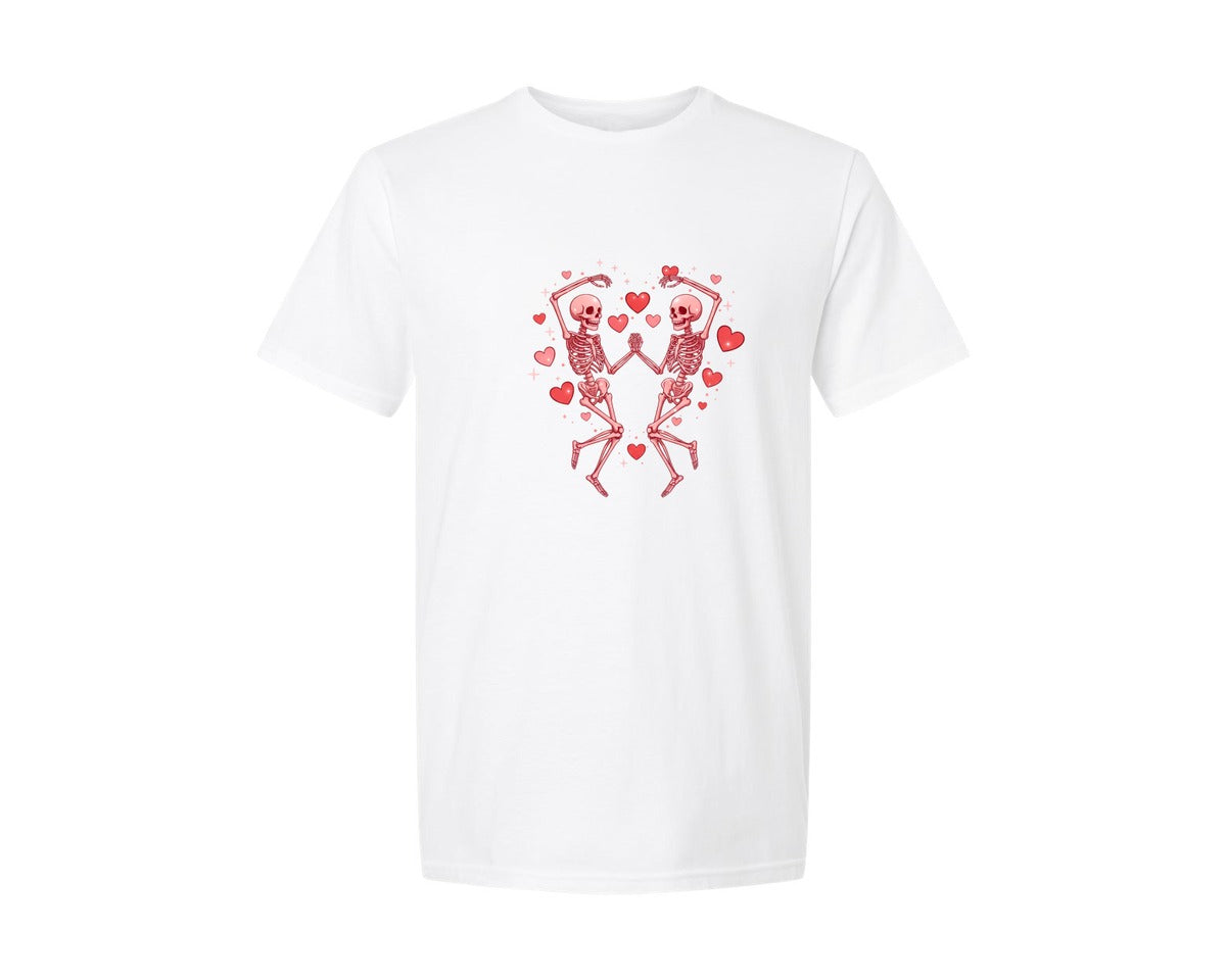 brand:Generic|color:White|Valentines Day Skeleton Heart 56 Graphic T-Shirt