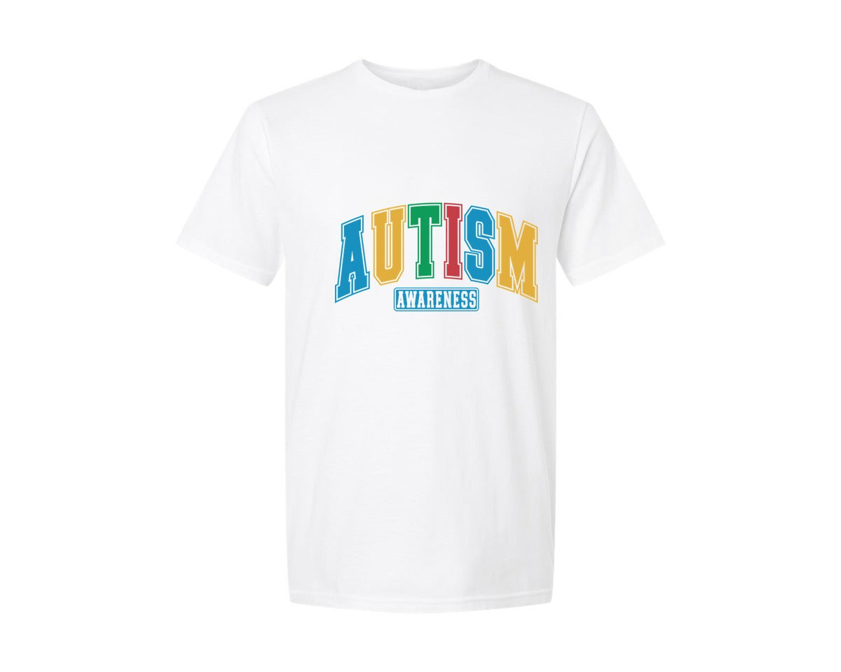 brand:Generic|color:White|Autism Awareness Autism Mom Varsity Graphic T-Shirt