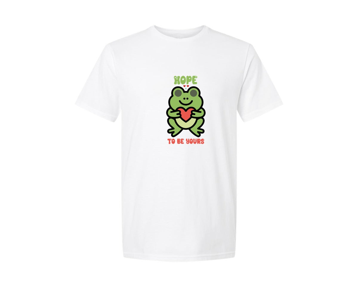brand:Generic|color:White|Hope To Be Yours Cute Frog Love Design Graphic T-Shirt