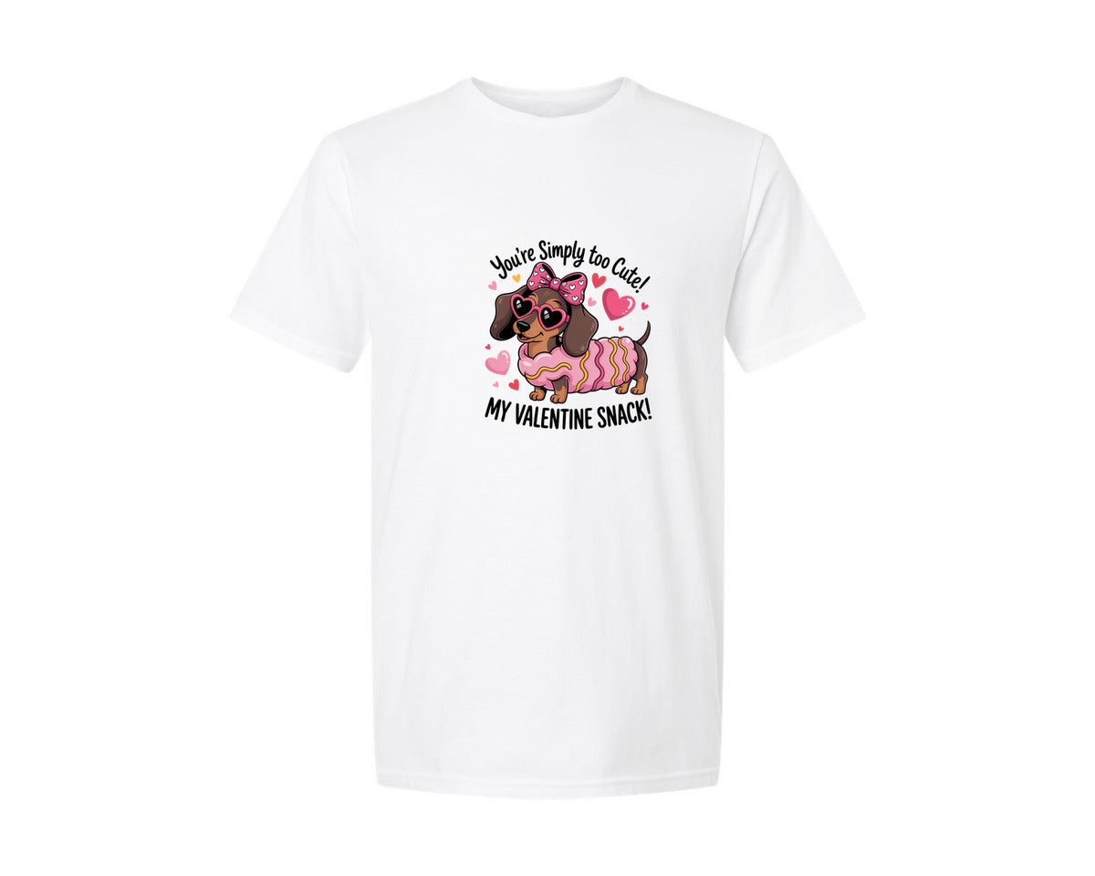 brand:Generic|color:White|Funny Valentine Dachshund Valentine Graphic T-Shirt
