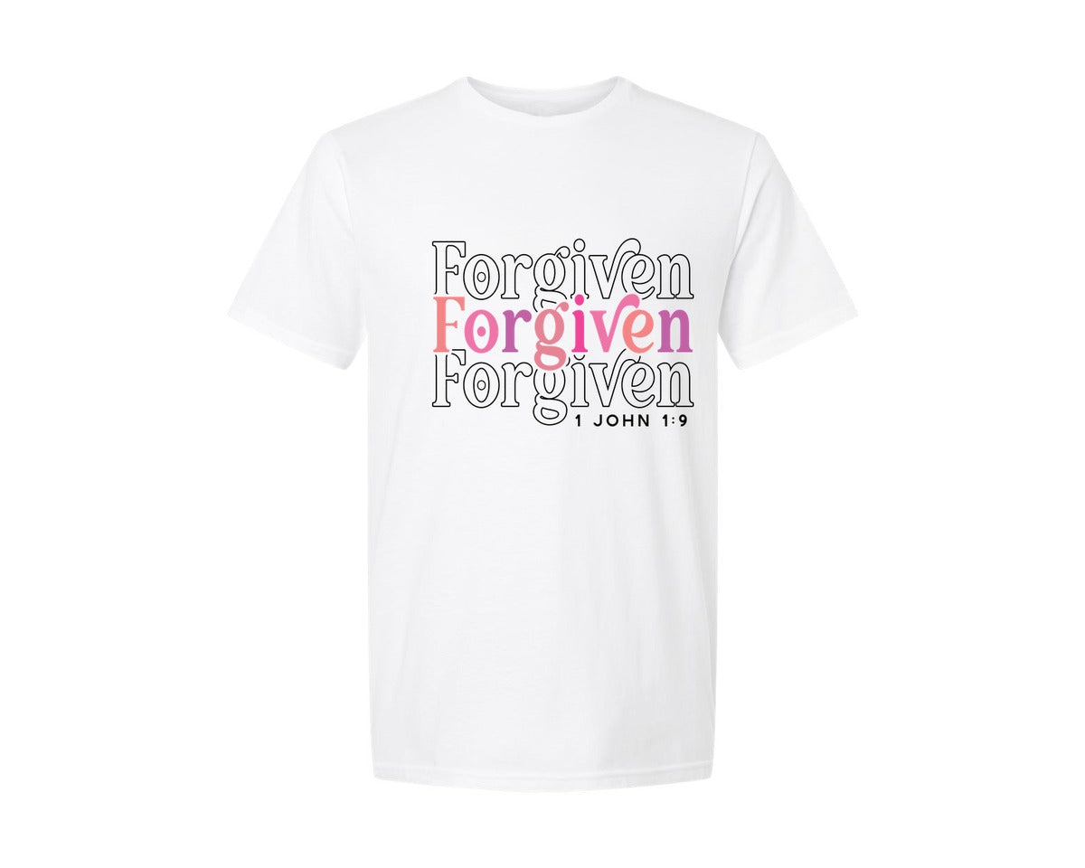 brand:Generic|color:White|Forgiven Bible Verse Graphic T-Shirt