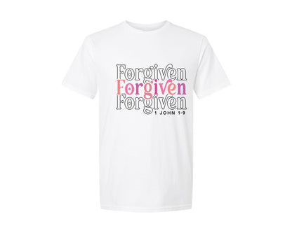 brand:Generic|color:White|Forgiven Bible Verse Graphic T-Shirt