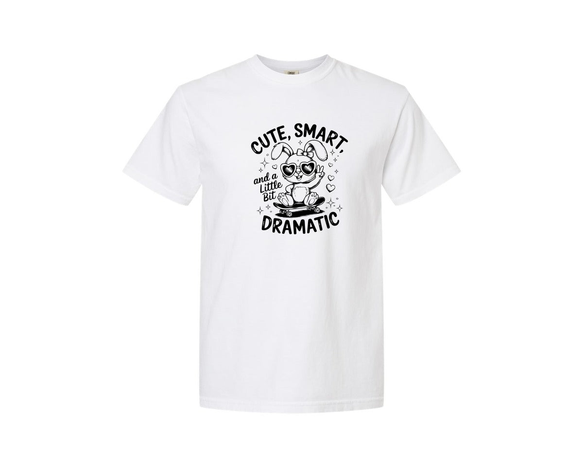 brand:Comfort Colors|color:White|Cute Smart And A Little Bit Dramatic T Graphic T-Shirt