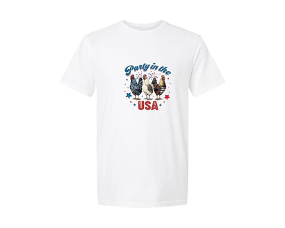 brand:Generic|color:White|Party In The Usa Patriotic Rooster 5 Graphic T-Shirt