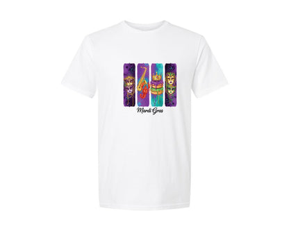 brand:Generic|color:White|Brushstroke Mardi Gras 8 Graphic T-Shirt
