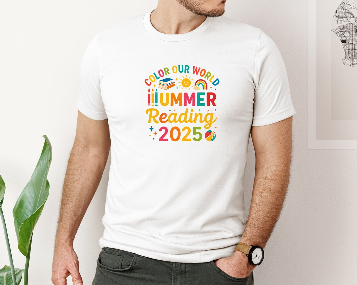 brand:Bella Canvas|color:White|Color Our World Summer Reading 2025 Graphic T-Shirt