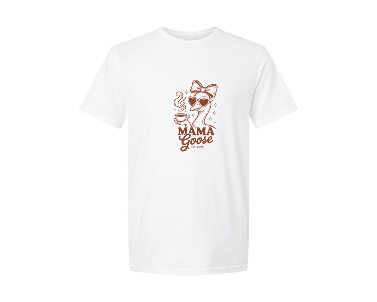 brand:Generic|color:White|Floral Mama Goose T Shirt Design Graphic T-Shirt