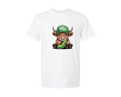 brand:Generic|color:White|Dill Cow Highland Cattle Pun Art Graphic T-Shirt