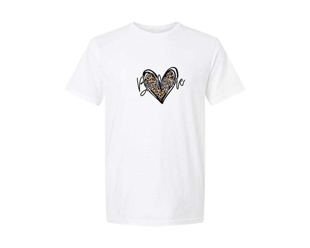 brand:Generic|color:White|Be Minde Leopard Print Valentine Graphic T-Shirt
