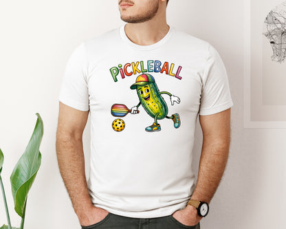brand:Bella Canvas|color:White|Fun Pickleball Pickle Graphic T-Shirt