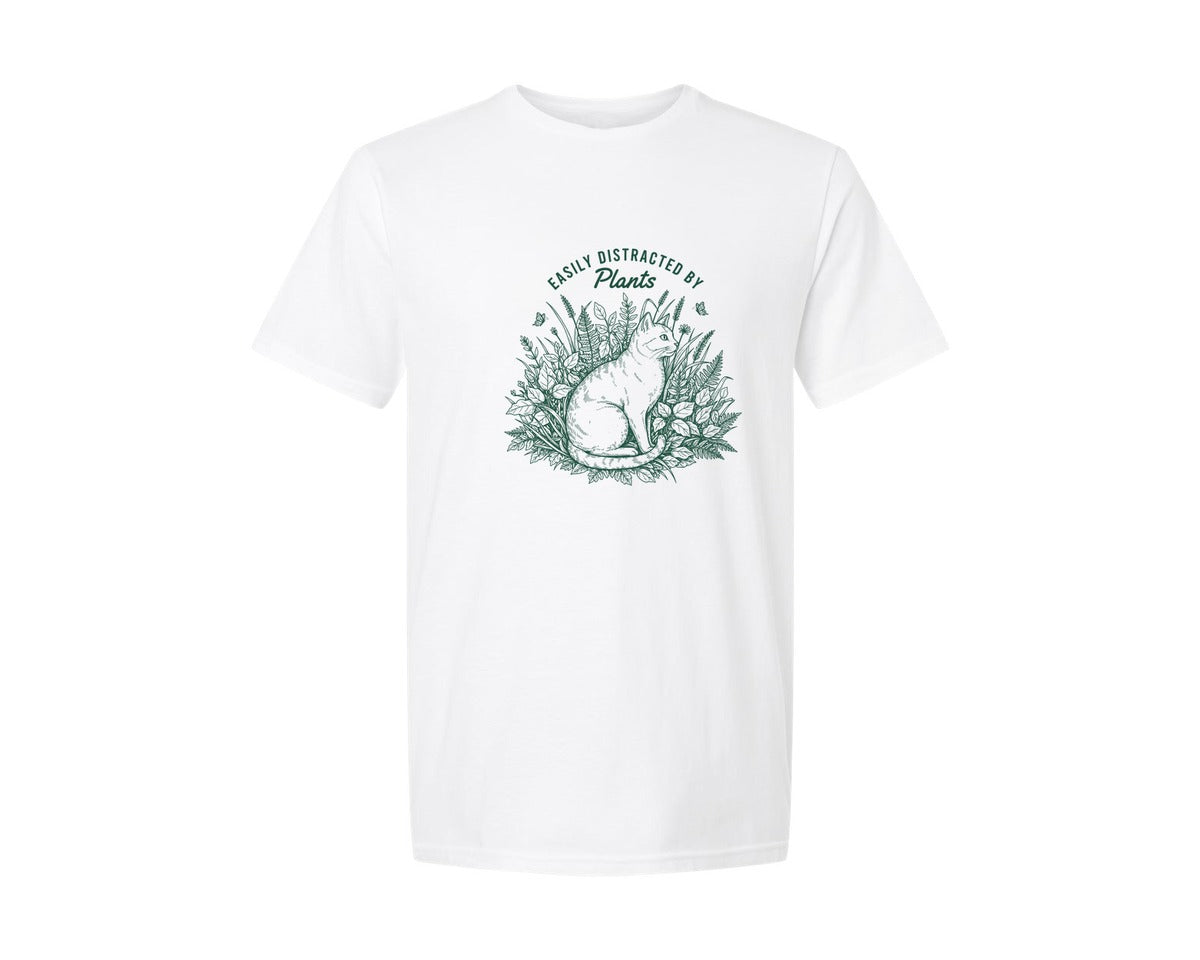 brand:Generic|color:White|Easily Distracted By Plants 4 Graphic T-Shirt