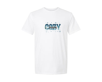 brand:Generic|color:White|Blue Winter Cozy Season Graphic T-Shirt