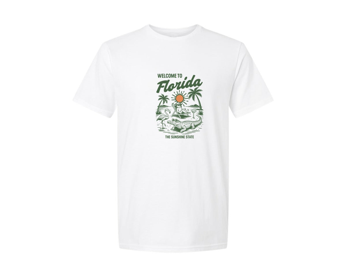brand:Generic|color:White|Summer Florida Beach Graphic T-Shirt