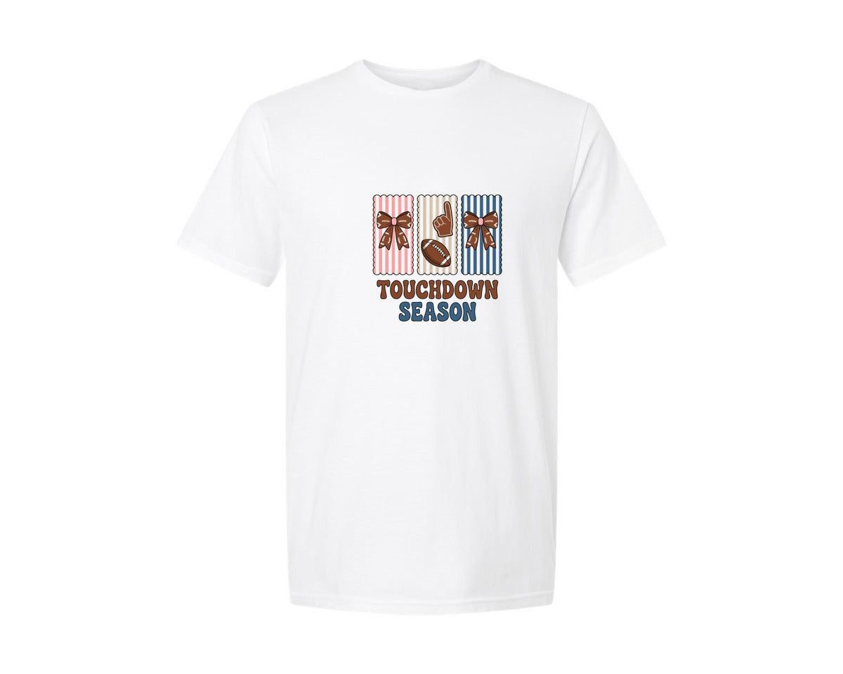 brand:Generic|color:White|Touchdown Season American Football 2 Graphic T-Shirt