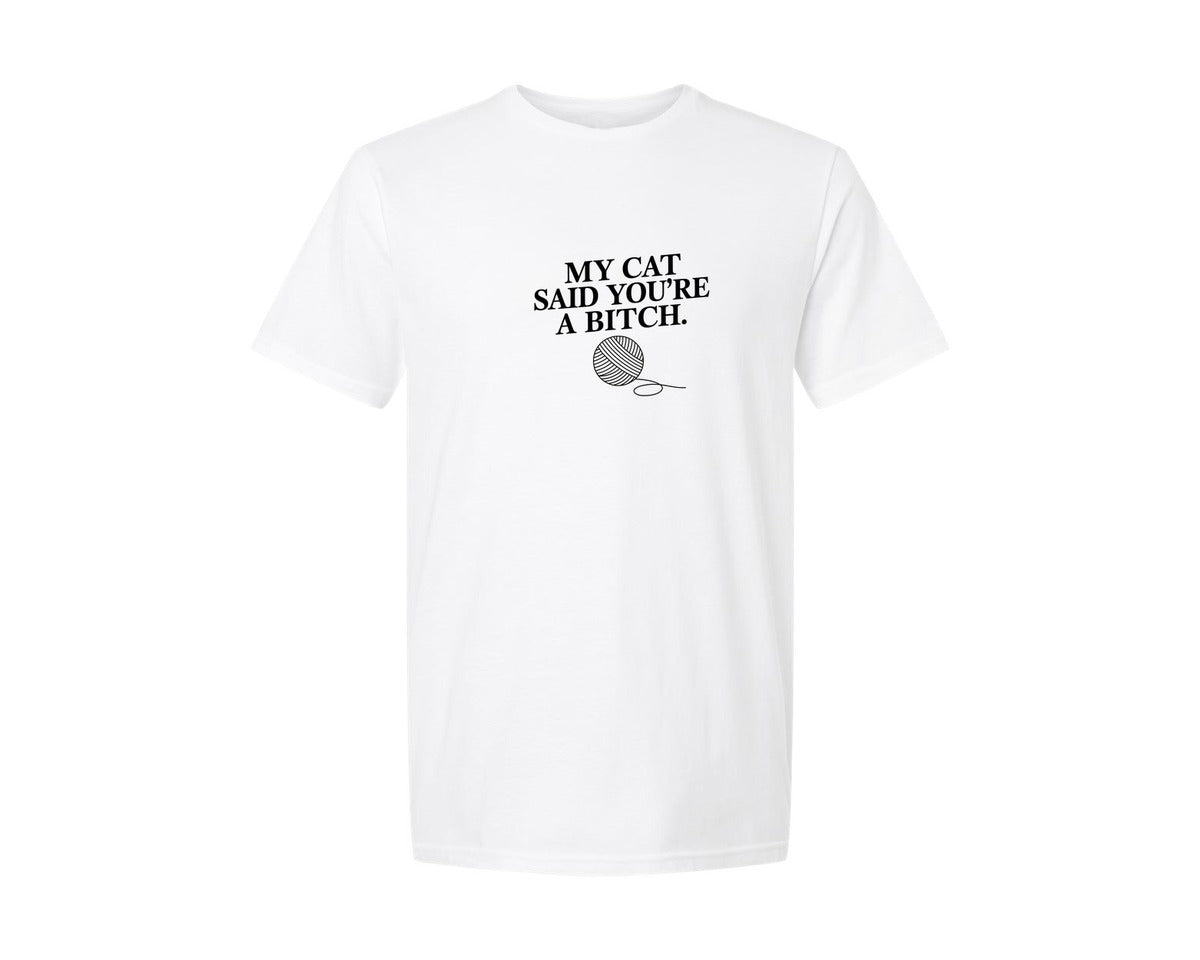 brand:Generic|color:White|Cat Yarn Lover Funny Cat Graphic T-Shirt