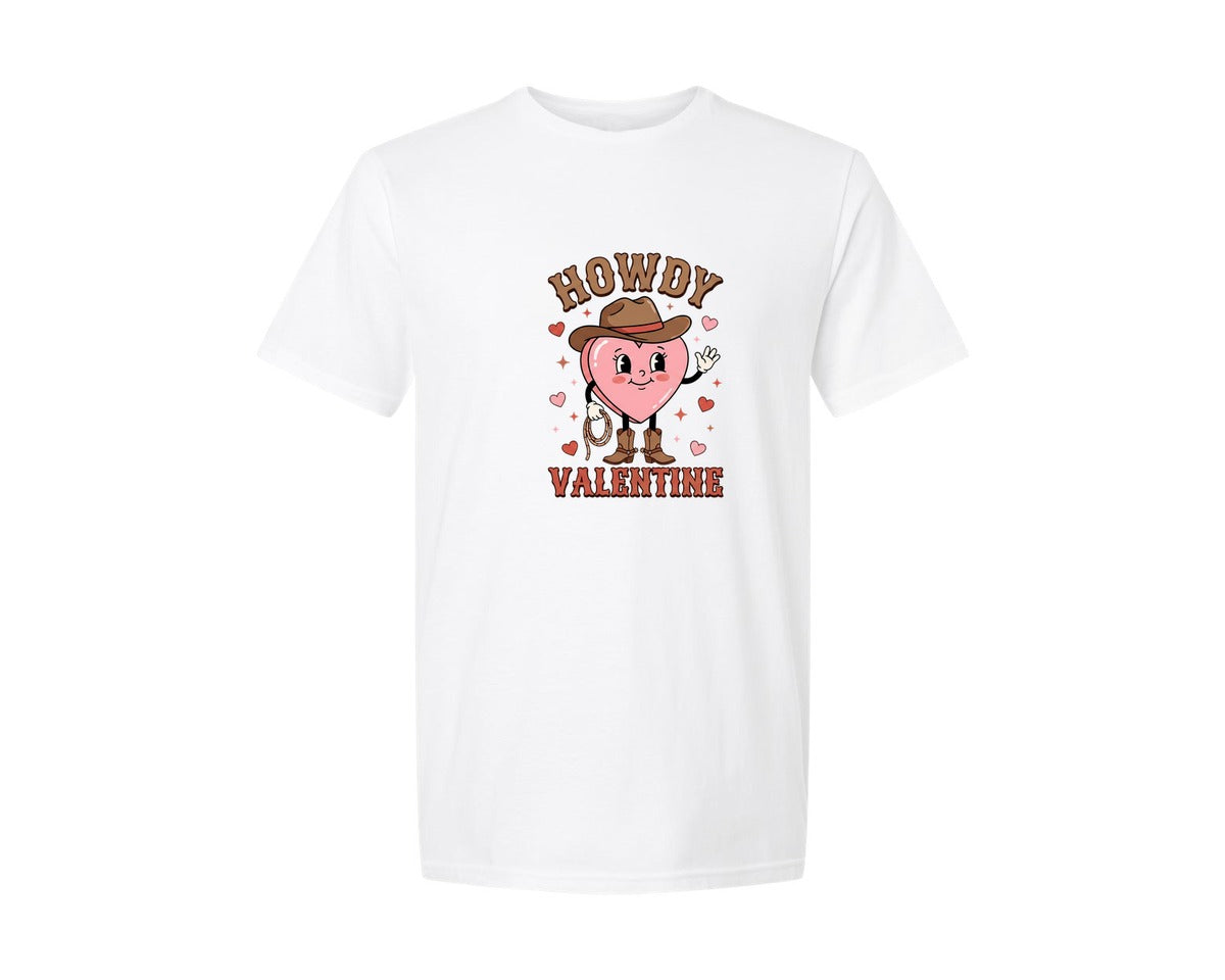 brand:Generic|color:White|Howdy Valentine Cowboy Heart Graphic T-Shirt