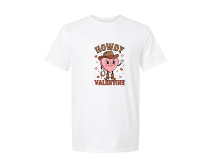 brand:Generic|color:White|Howdy Valentine Cowboy Heart Graphic T-Shirt