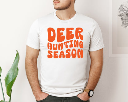 brand:Bella Canvas|color:White|Retro Deer Hunting Season Design 2 Graphic T-Shirt
