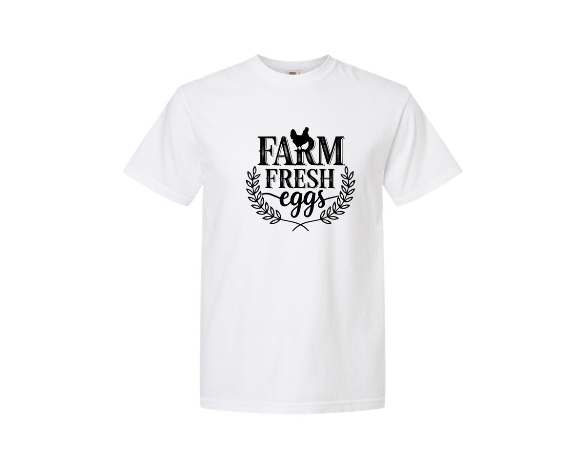 brand:Comfort Colors|color:White|Farm Fresh Eggs T Shirt Design Silhouet Graphic T-Shirt