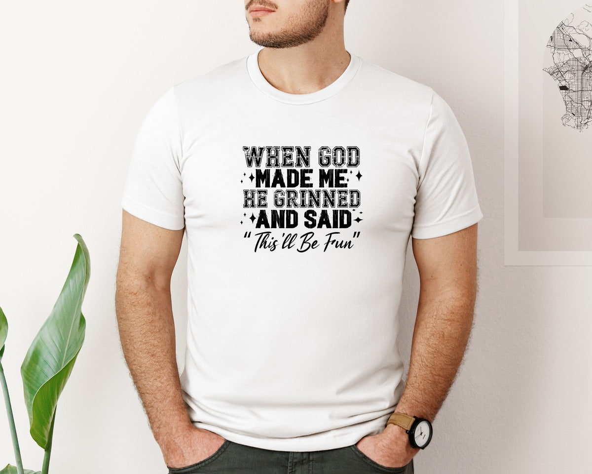 brand:Bella Canvas|color:White|When God Made Me Boho Christian 9 Graphic T-Shirt