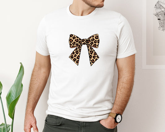 Leopard Print Fashion Bow Illustration Graphic T-Shirt