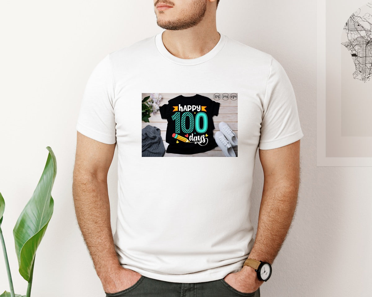 brand:Bella Canvas|color:White|100 Days Of School Shirt 10 Graphic T-Shirt