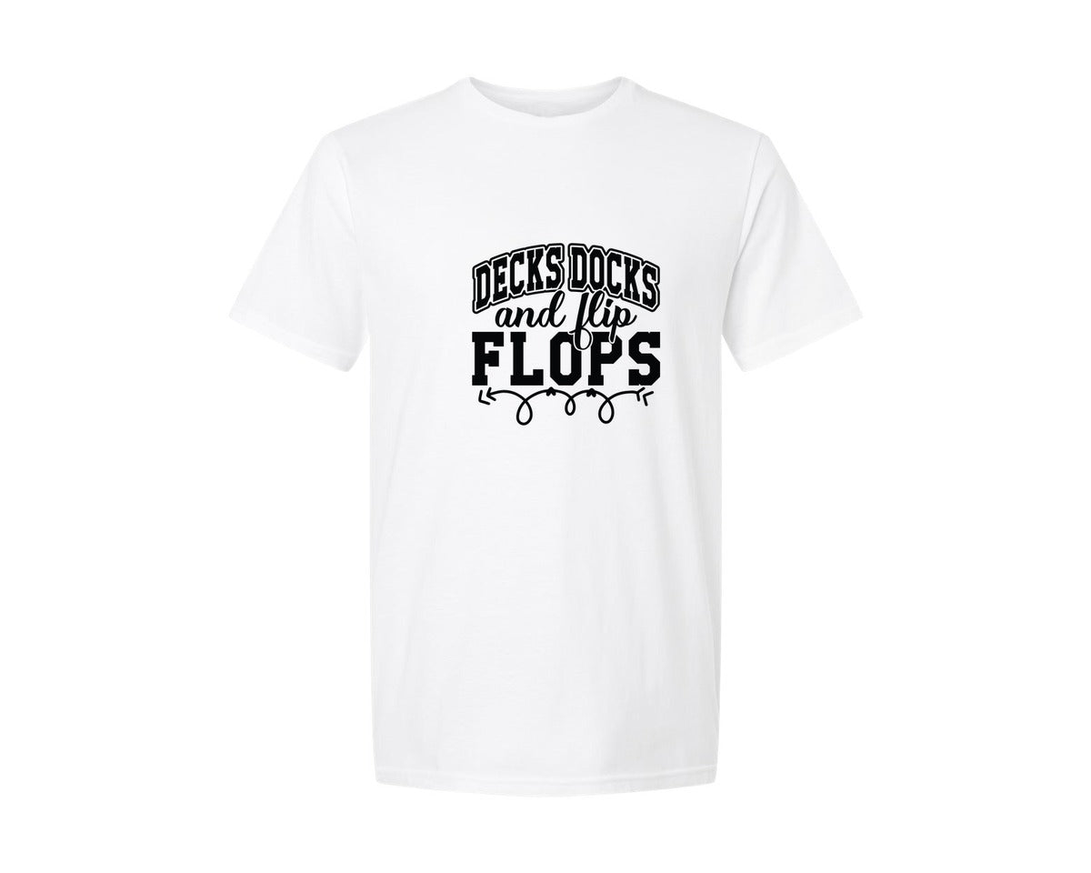 brand:Generic|color:White|Decks Docks And Flip Flops 11 Graphic T-Shirt