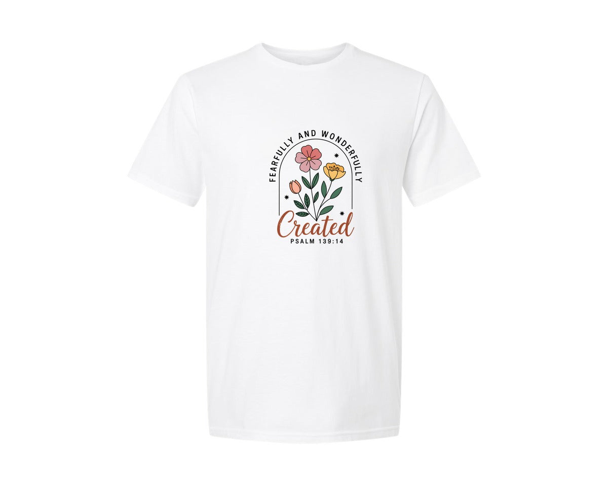brand:Generic|color:White|Minimal Christian Floral Psalm 2 Graphic T-Shirt
